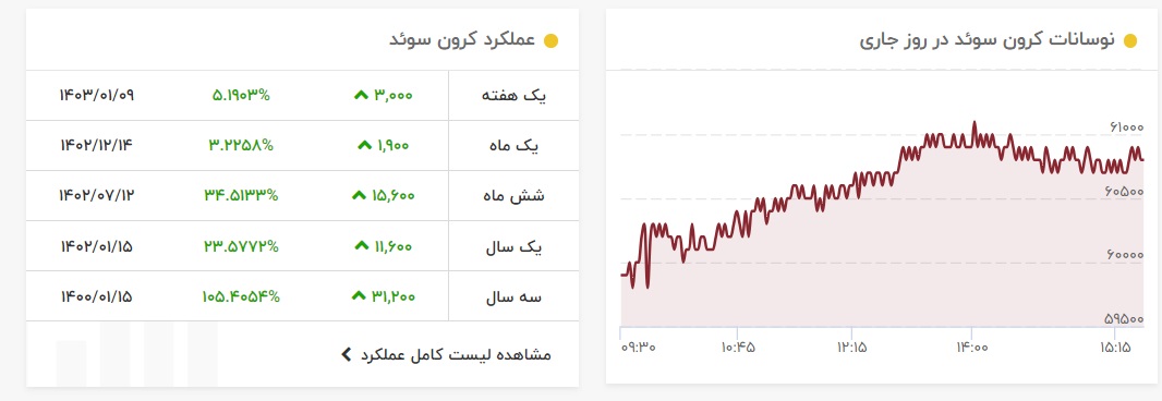 کرون سوئد به رکورد ۶۰۸۰ تومان رسید